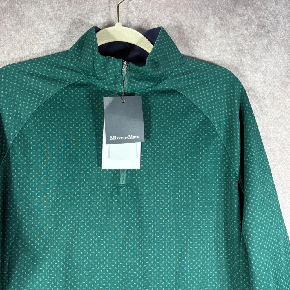 Mizzen+Main Pullover Men Green Versa Quarter Zip Golf Performance Stretch NEW